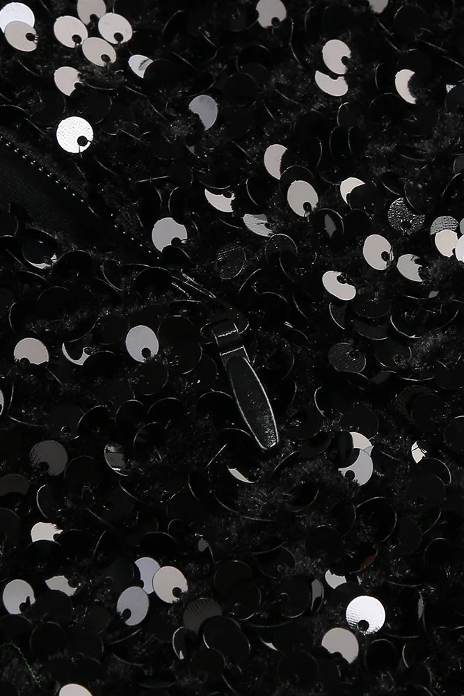 Elegant Black Sequin Lace Maxi Dress