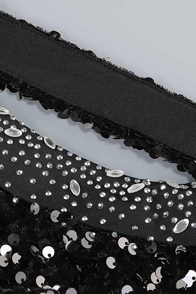 Elegant Black Sequin Lace Maxi Dress