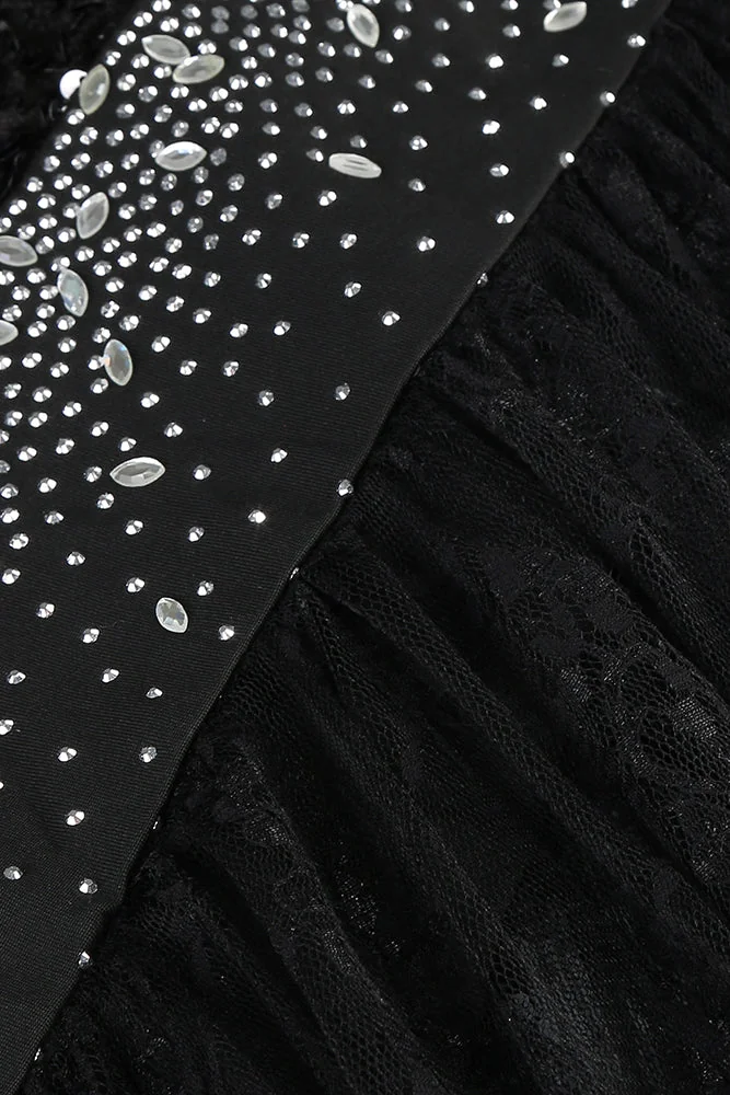 Elegant Black Sequin Lace Maxi Dress