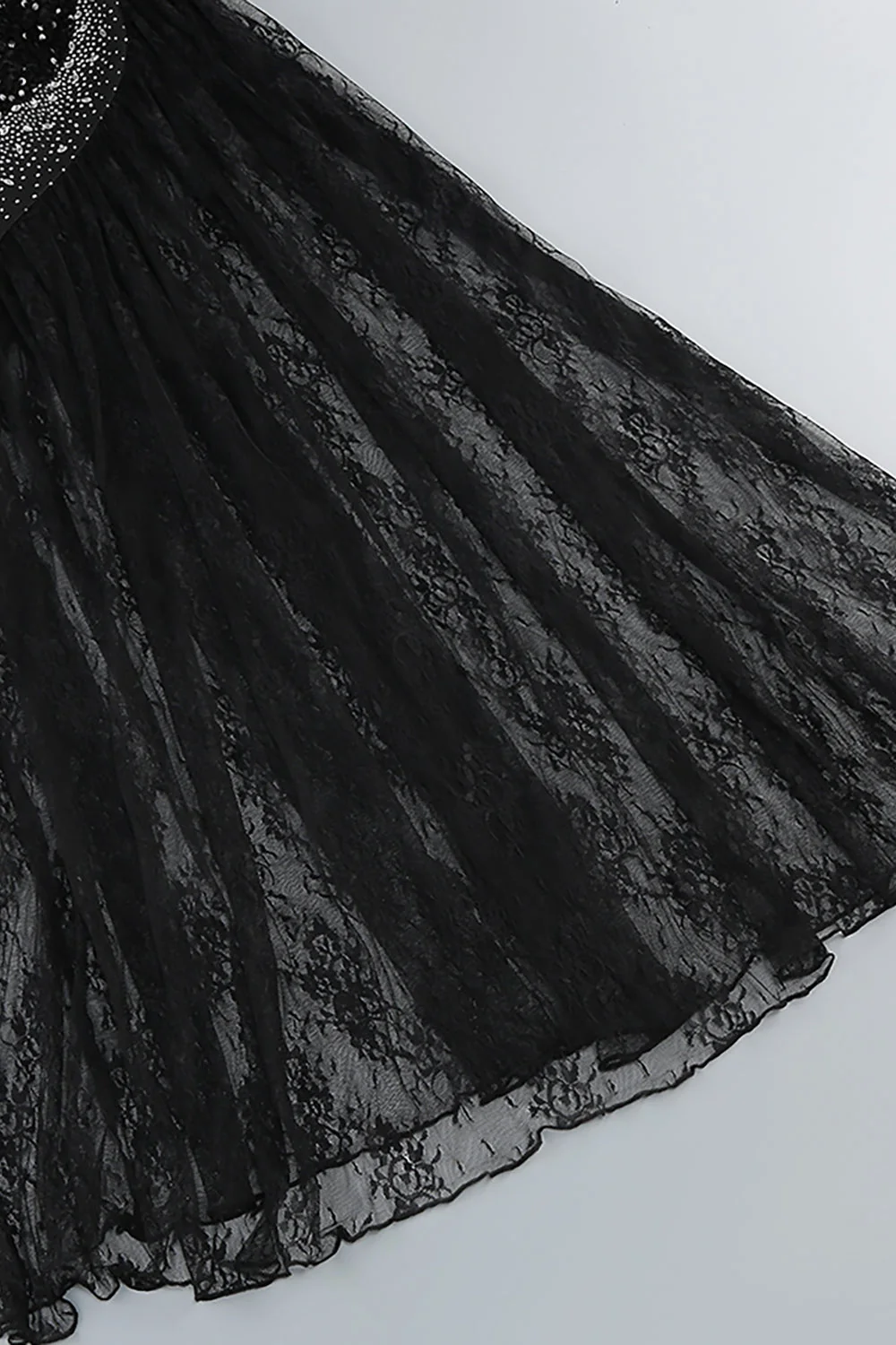 Elegant Black Sequin Lace Maxi Dress