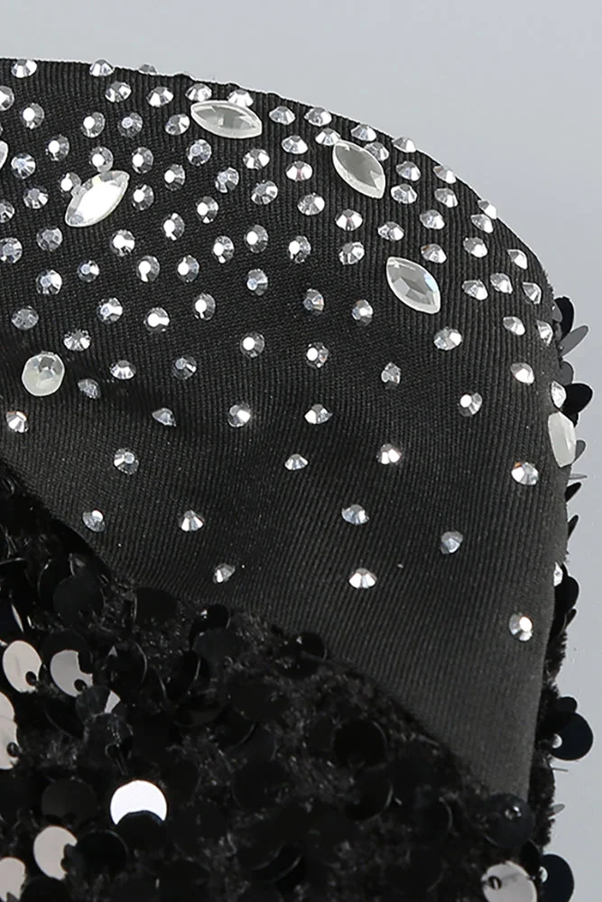 Elegant Black Sequin Lace Maxi Dress