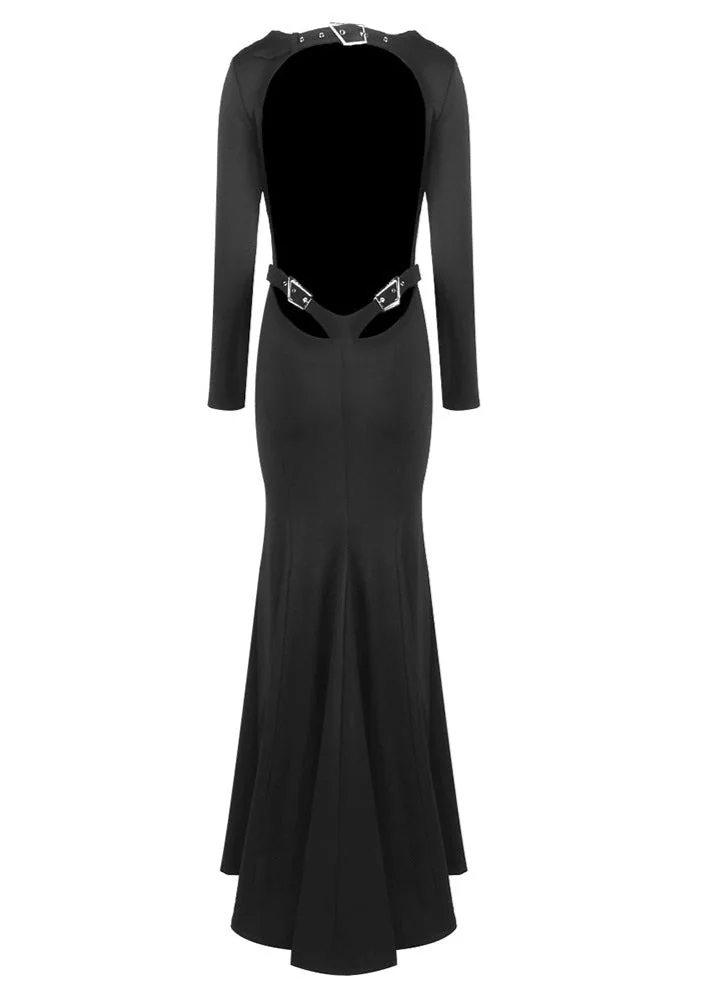 Black Cutout Backless Maxi Dress - Elegant Evening Gown