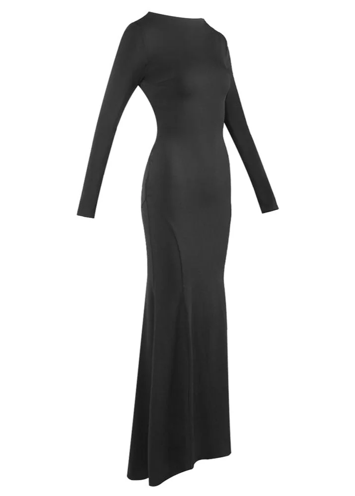 Black Cutout Backless Maxi Dress - Elegant Evening Gown