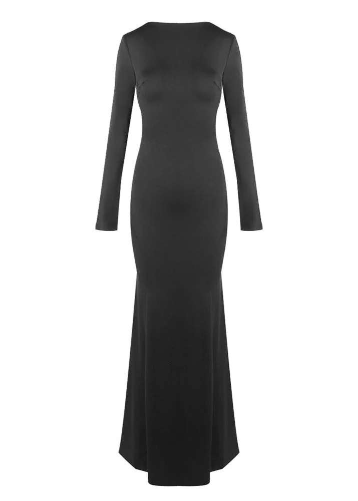 Black Cutout Backless Maxi Dress - Elegant Evening Gown