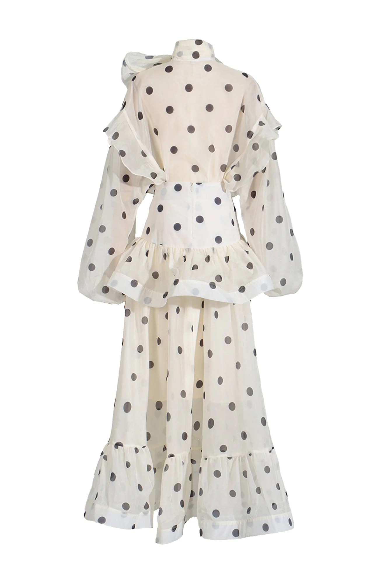 Chic Apricot Polka Dot Collar Set for Elegant Occasions