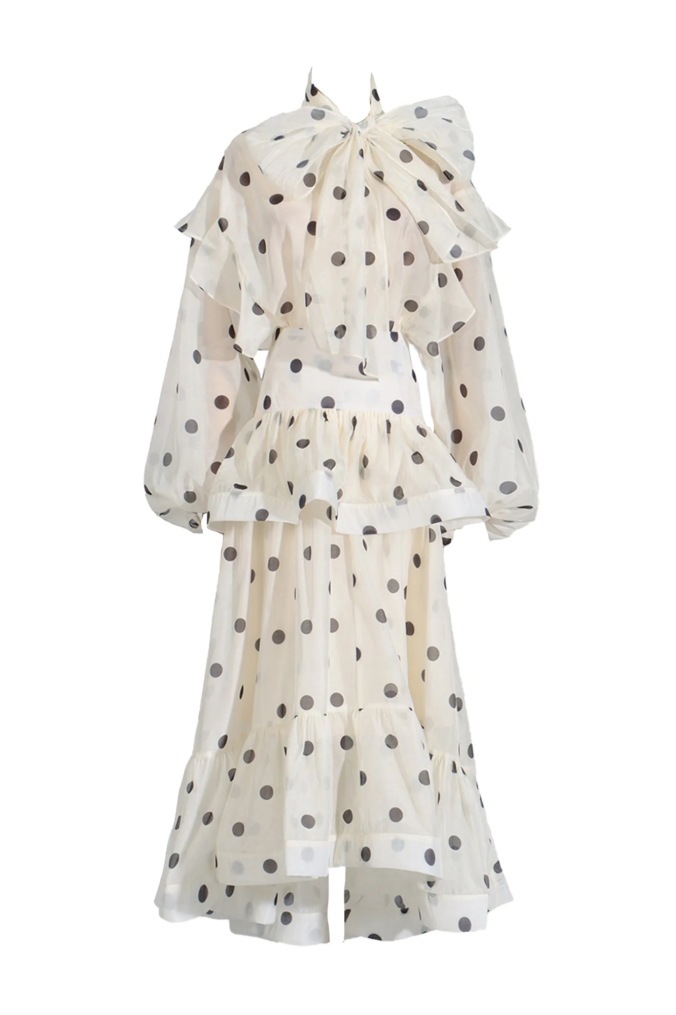 Chic Apricot Polka Dot Collar Set for Elegant Occasions