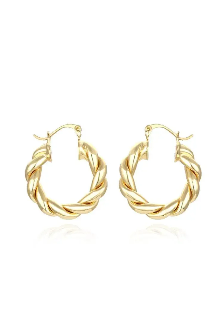 Gold Spiral Hoop Earrings - Stylish Womens Fashion Accessory