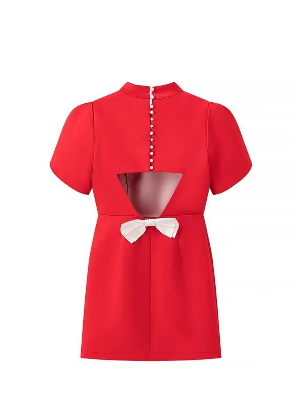 Red Cutout Bowknot Mini Dress - Elegant A-line Silhouette