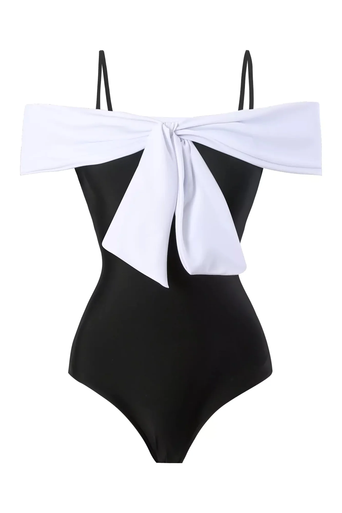 Black Bow Tie One Piece Swimwear with Elegant Design