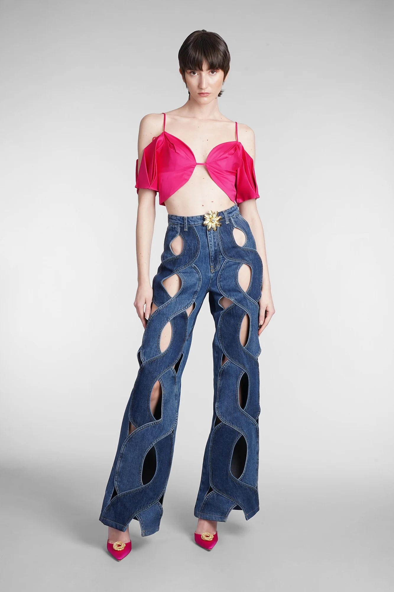 Denim Cutout Pants in Blue | Stylish & Unique Design
