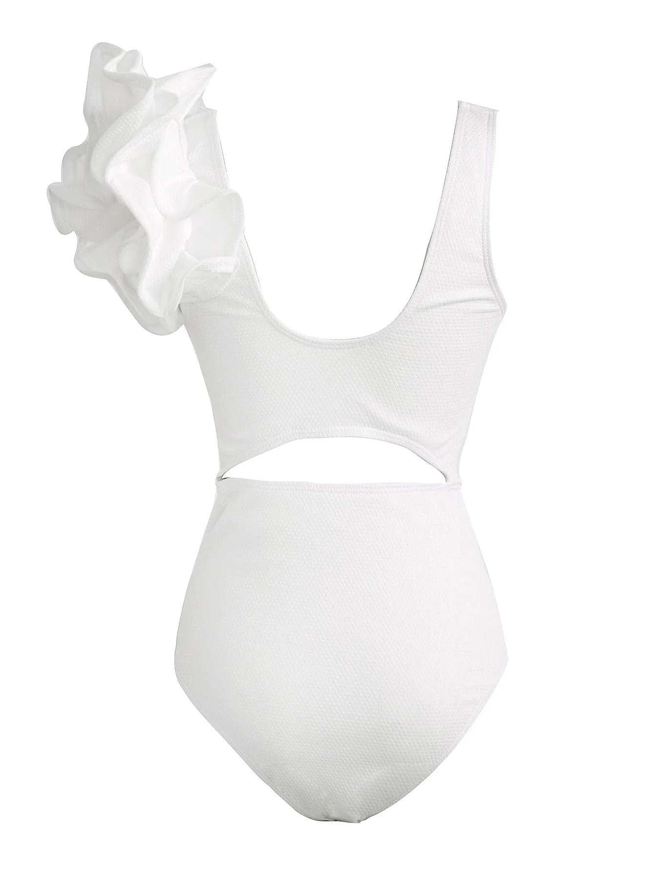 Elegant White Ruffle Swimsuit for Beach - Aquila
