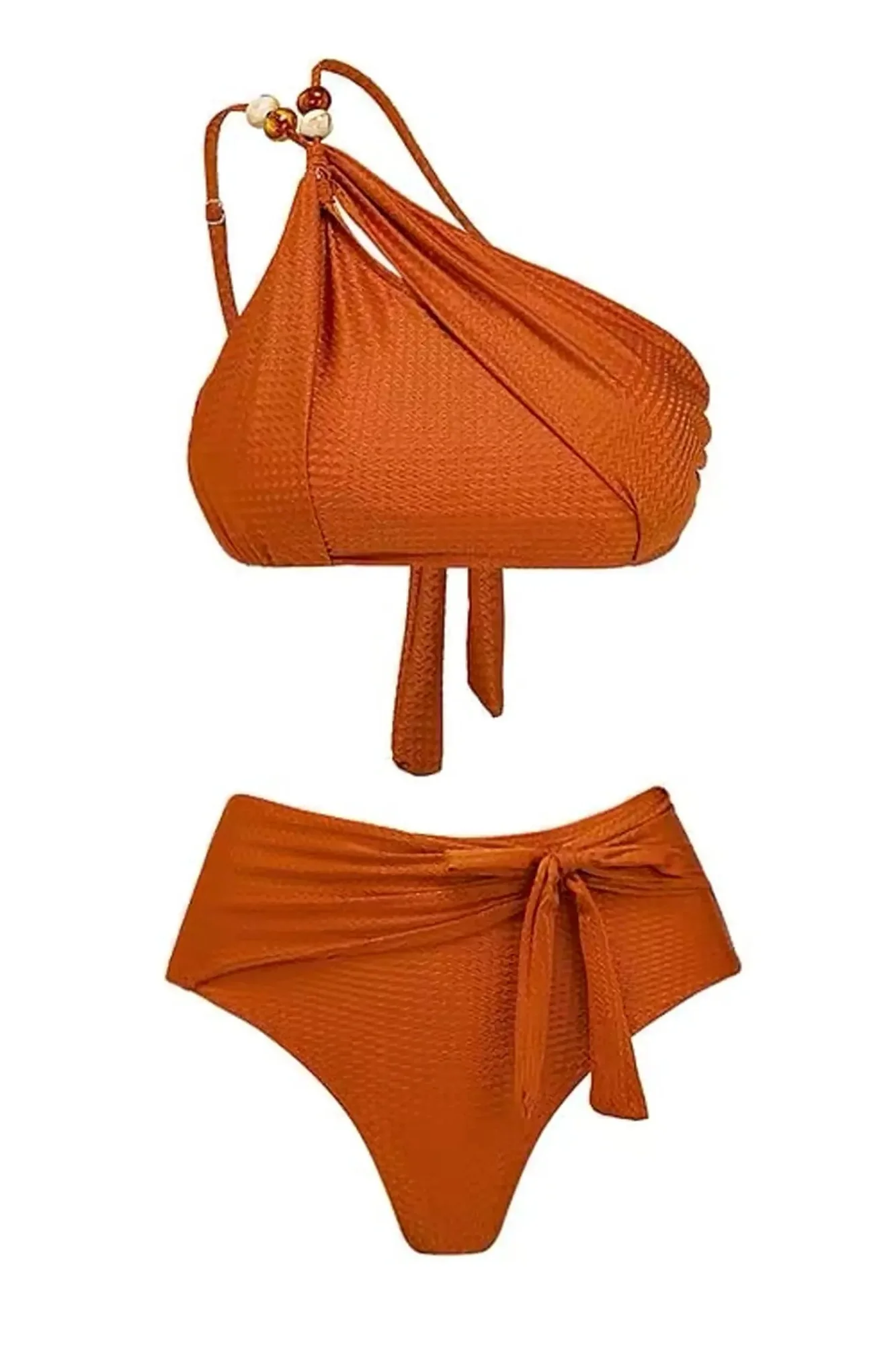 Orange One-Shoulder Bikini Set for Women