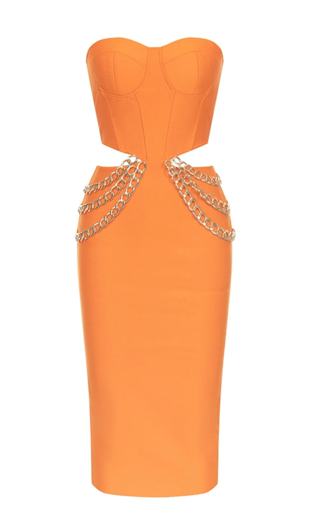 Orange Cutout Corset Midi Dress - Vibrant Style Statement