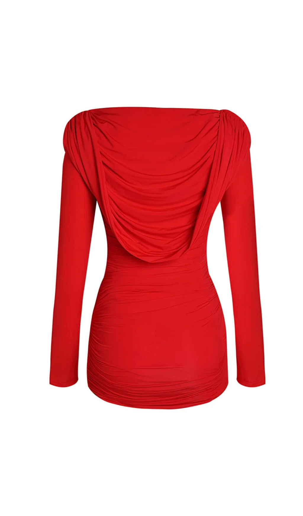 Red Hooded Viscose Jersey Mini Dress - Chic and Comfortable