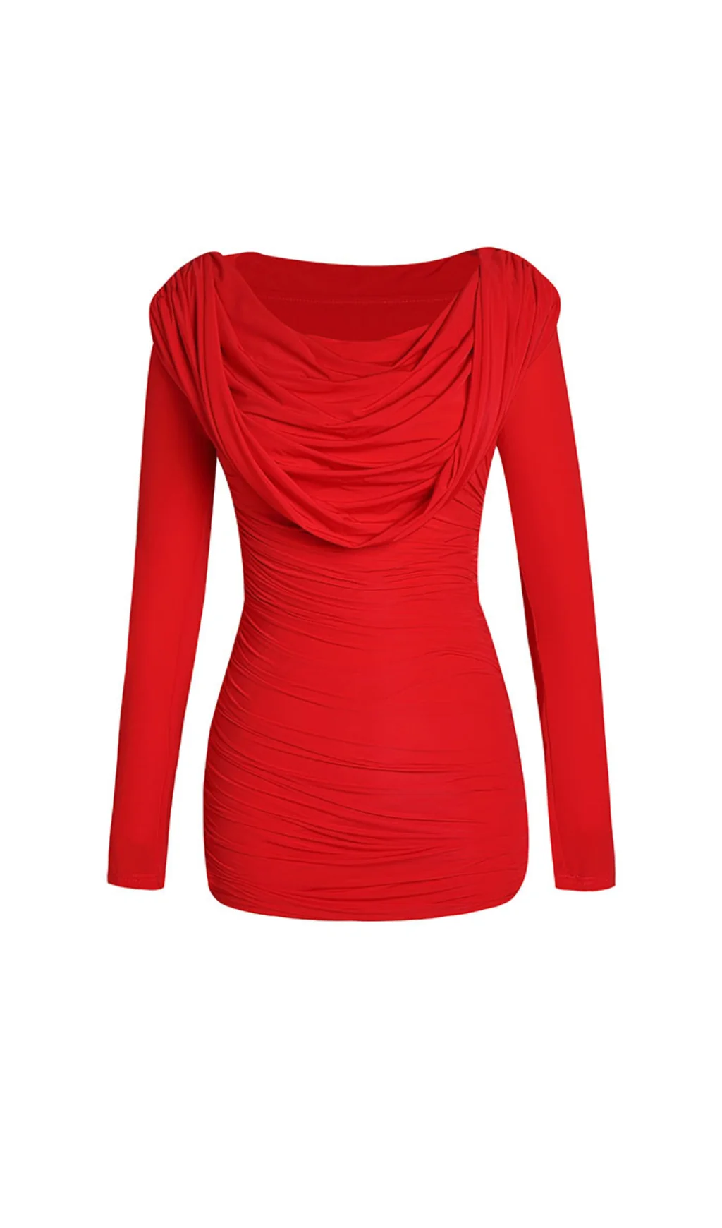 Red Hooded Viscose Jersey Mini Dress - Chic and Comfortable