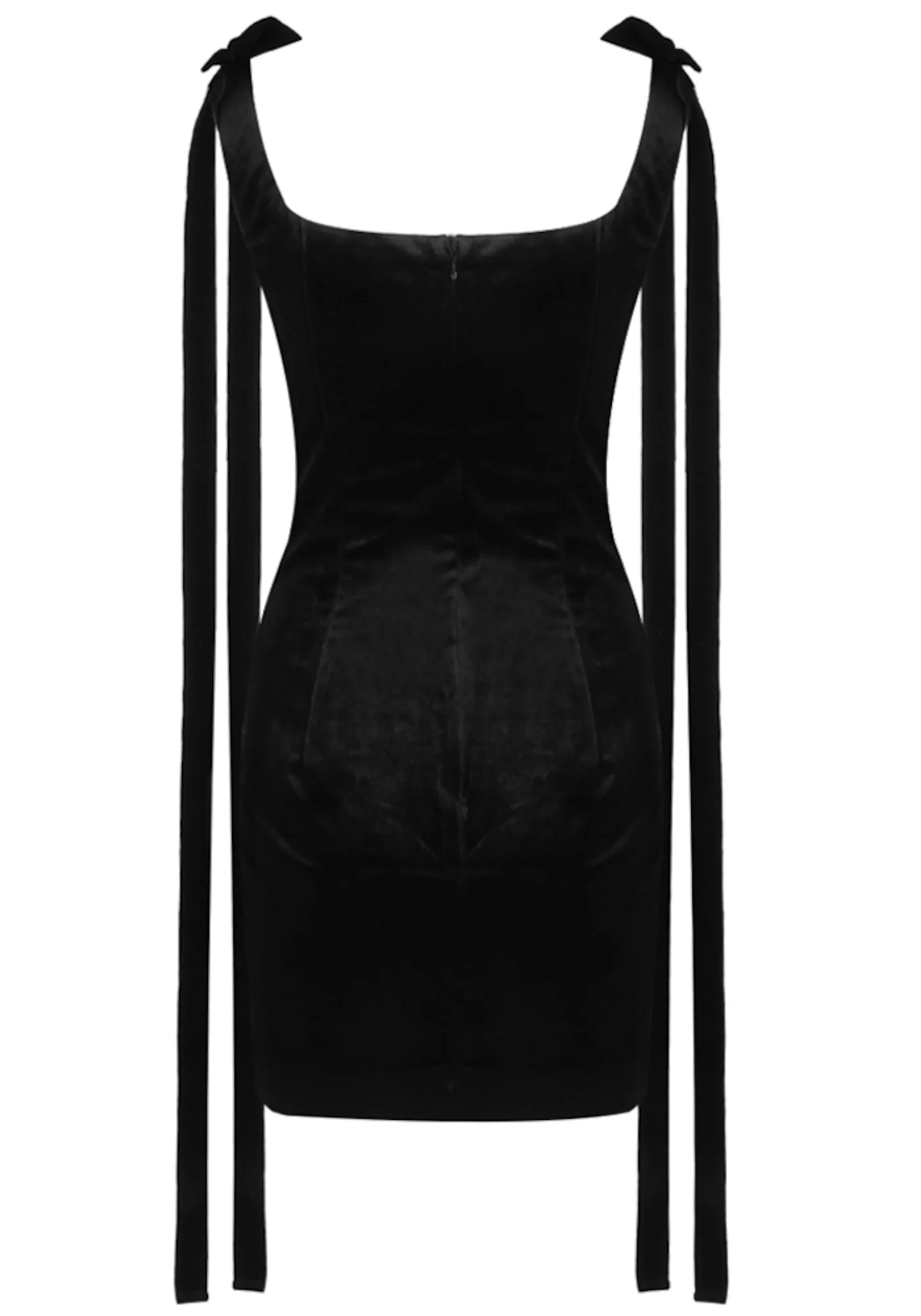 Black Crystal Velvet Sleeveless Mini Dress | Elegant Bow Detail