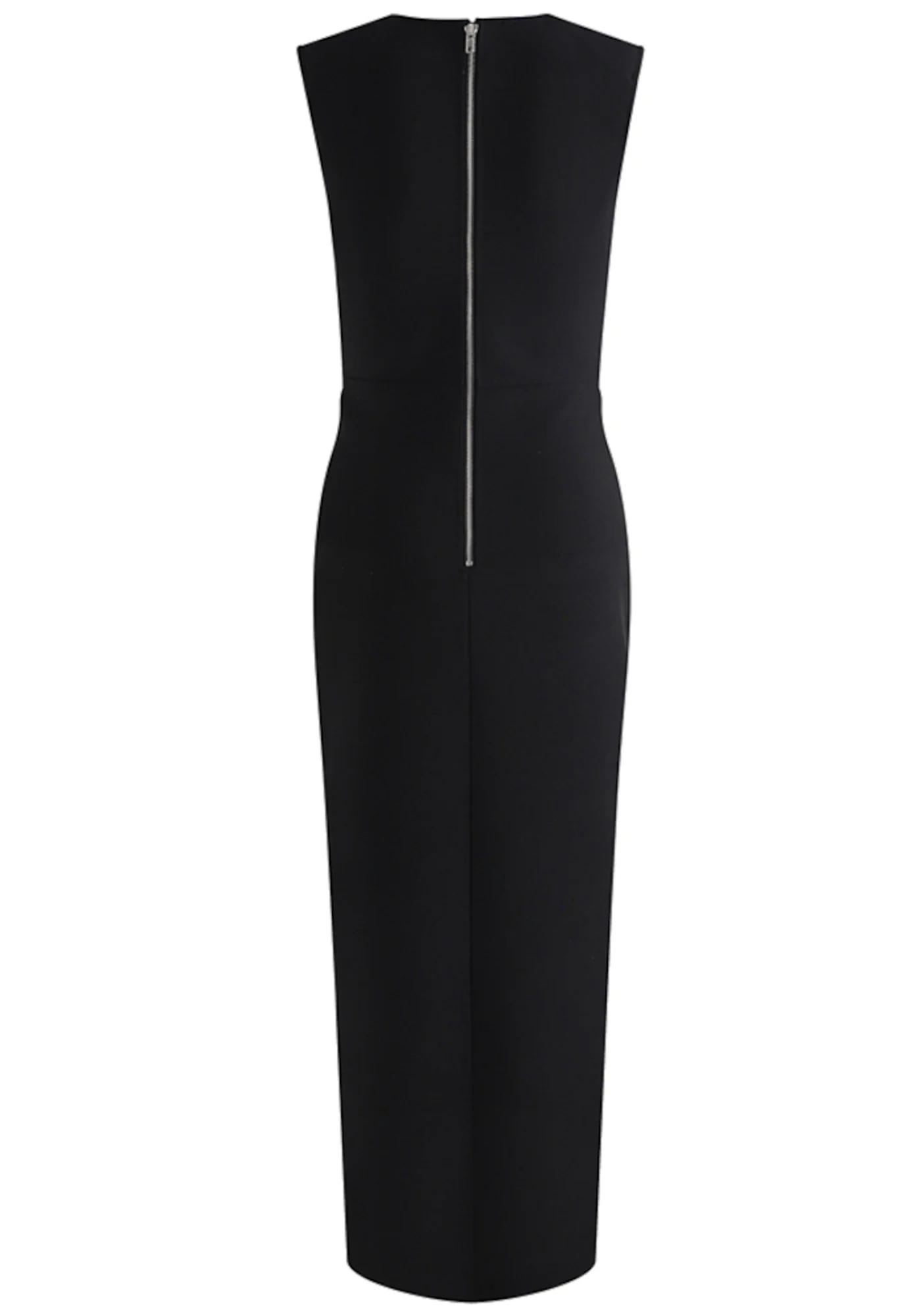 Black Floral Pearl Maxi Dress - Elegant V-Neck Sleeveless Design