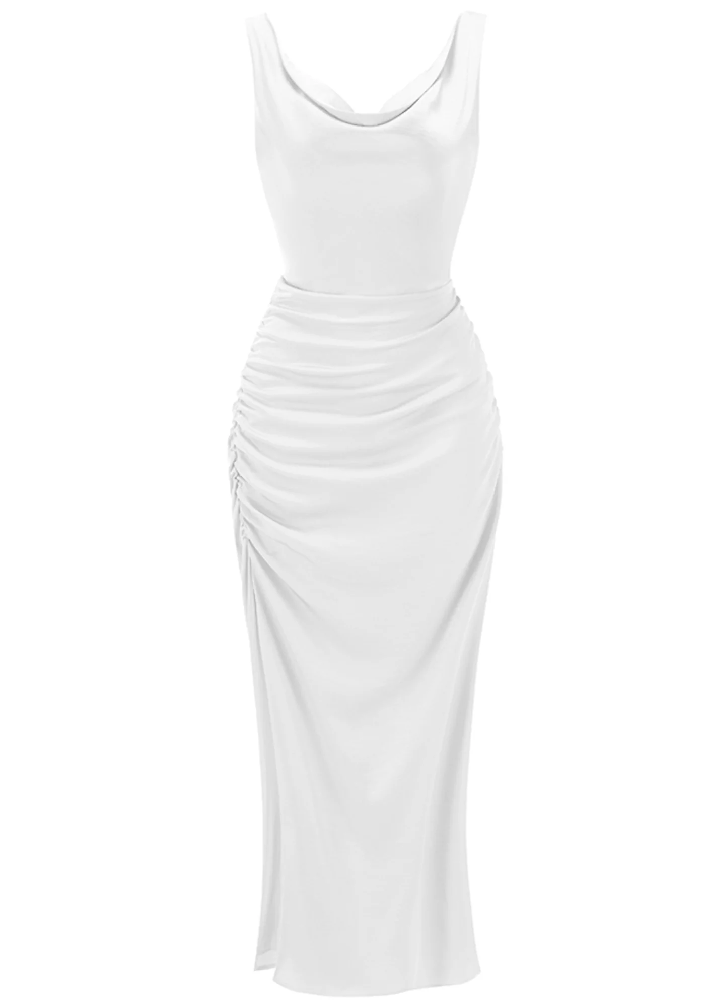 White V-Neck Sleeveless Maxi Dress