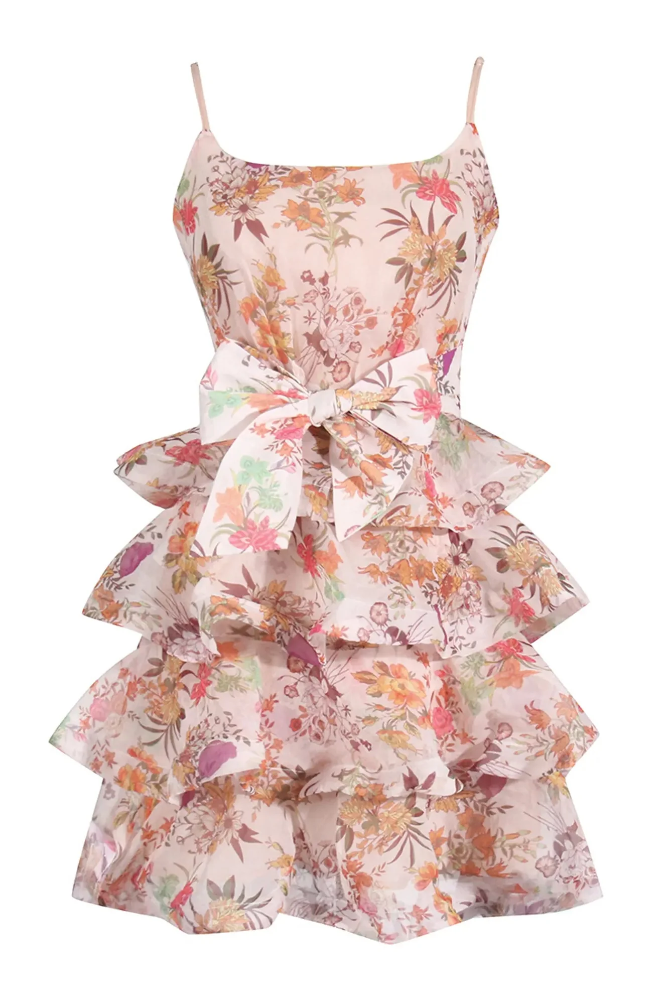 Floral Ruched Mini Slip Dress - Sweetheart Neckline