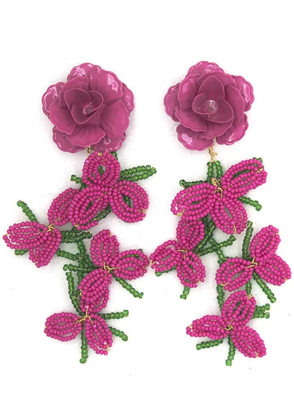 Red Floral Blossom Earrings - Vibrant Fashion Accessory