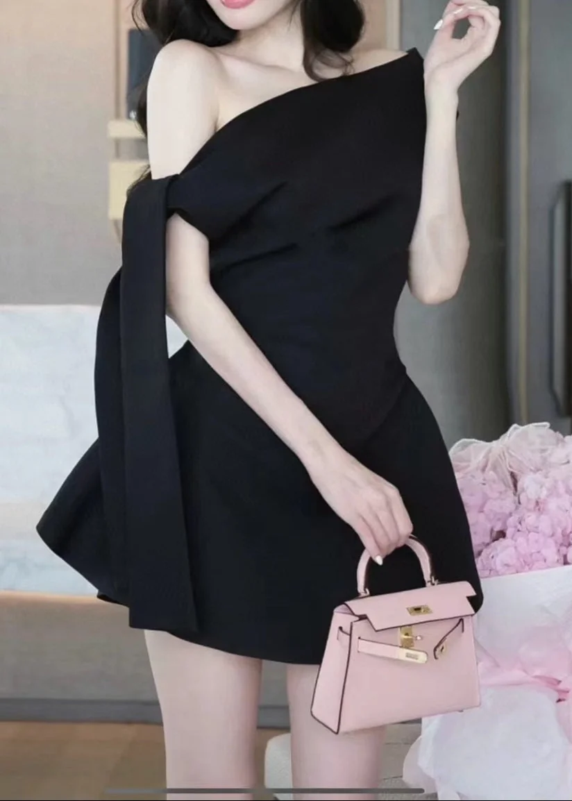 White Asymmetric One Shoulder Flare Mini Dress - Elegant & Sophisticated Style