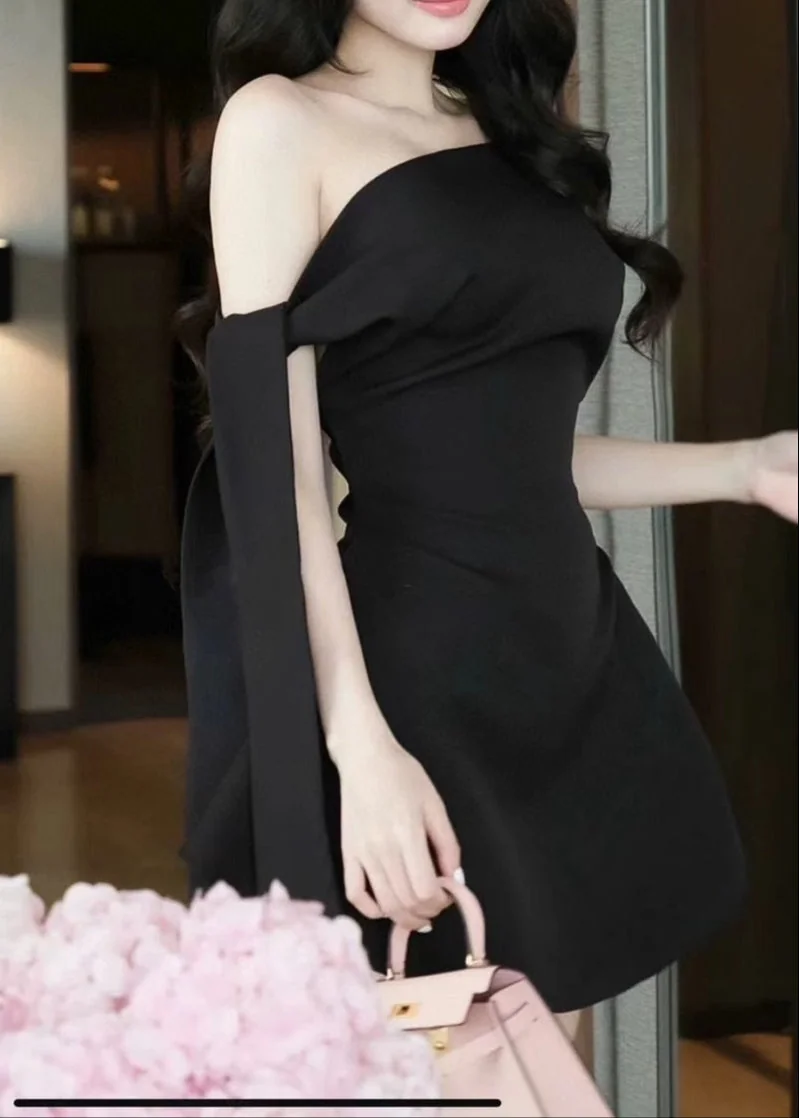 White Asymmetric One Shoulder Flare Mini Dress - Elegant & Sophisticated Style