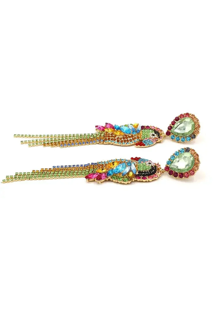Multicolored Parrot Gemstone Earrings - Retro Design