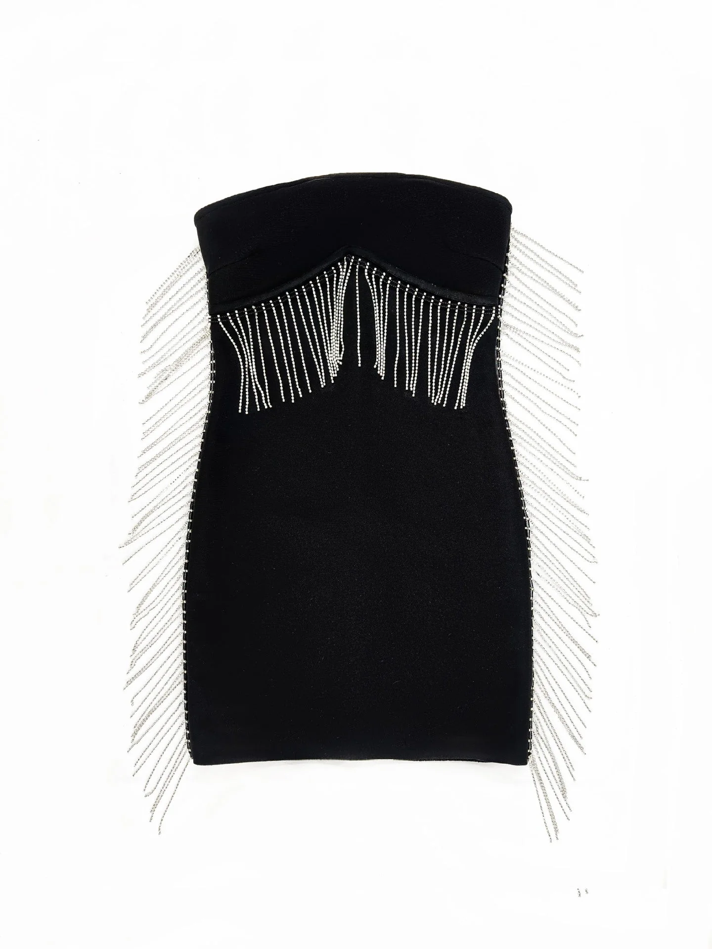 Black Tassel Bandage Bodycon Mini Dress