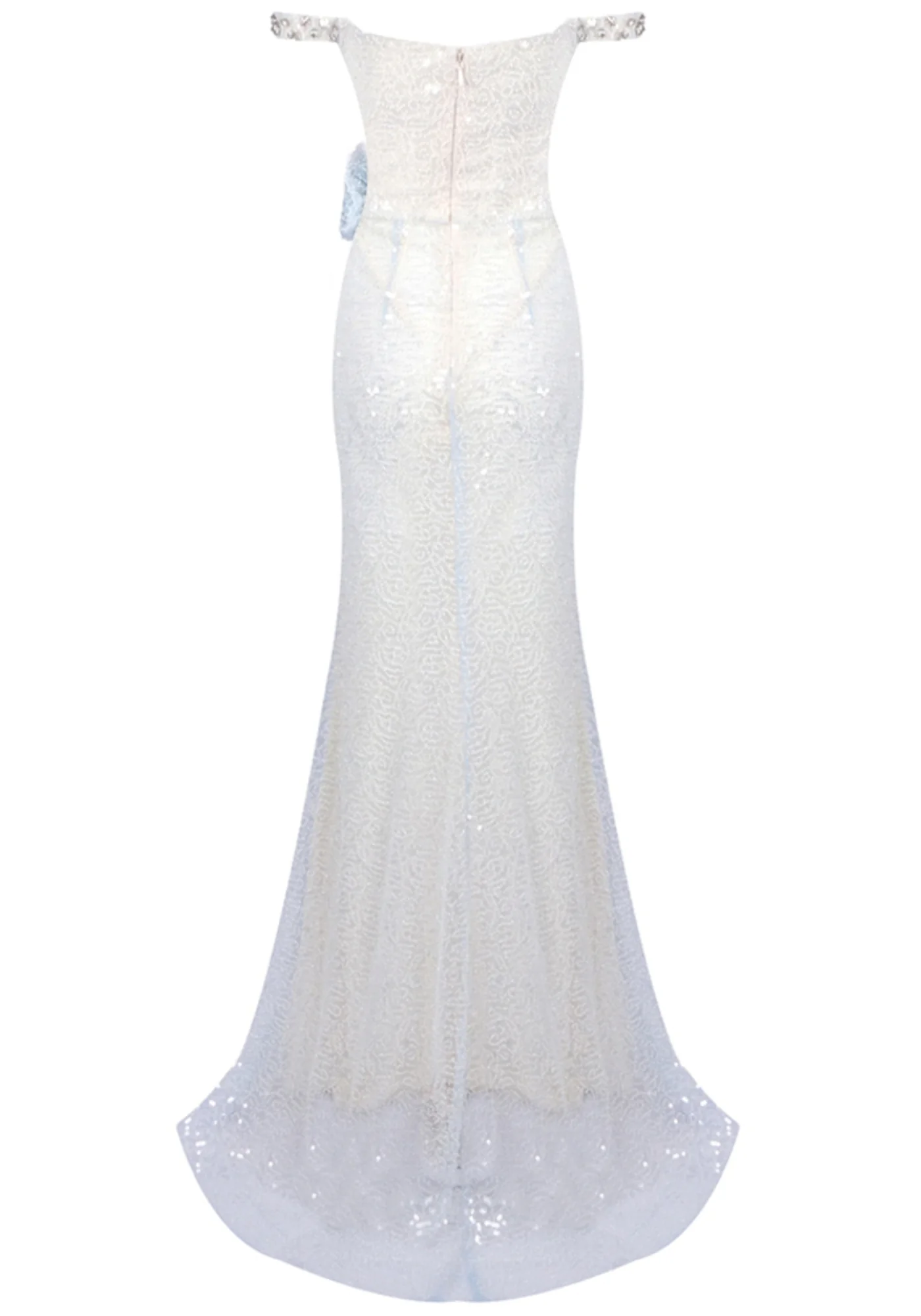 Light Blue Floral Sequin Maxi Dress - Elegant Design