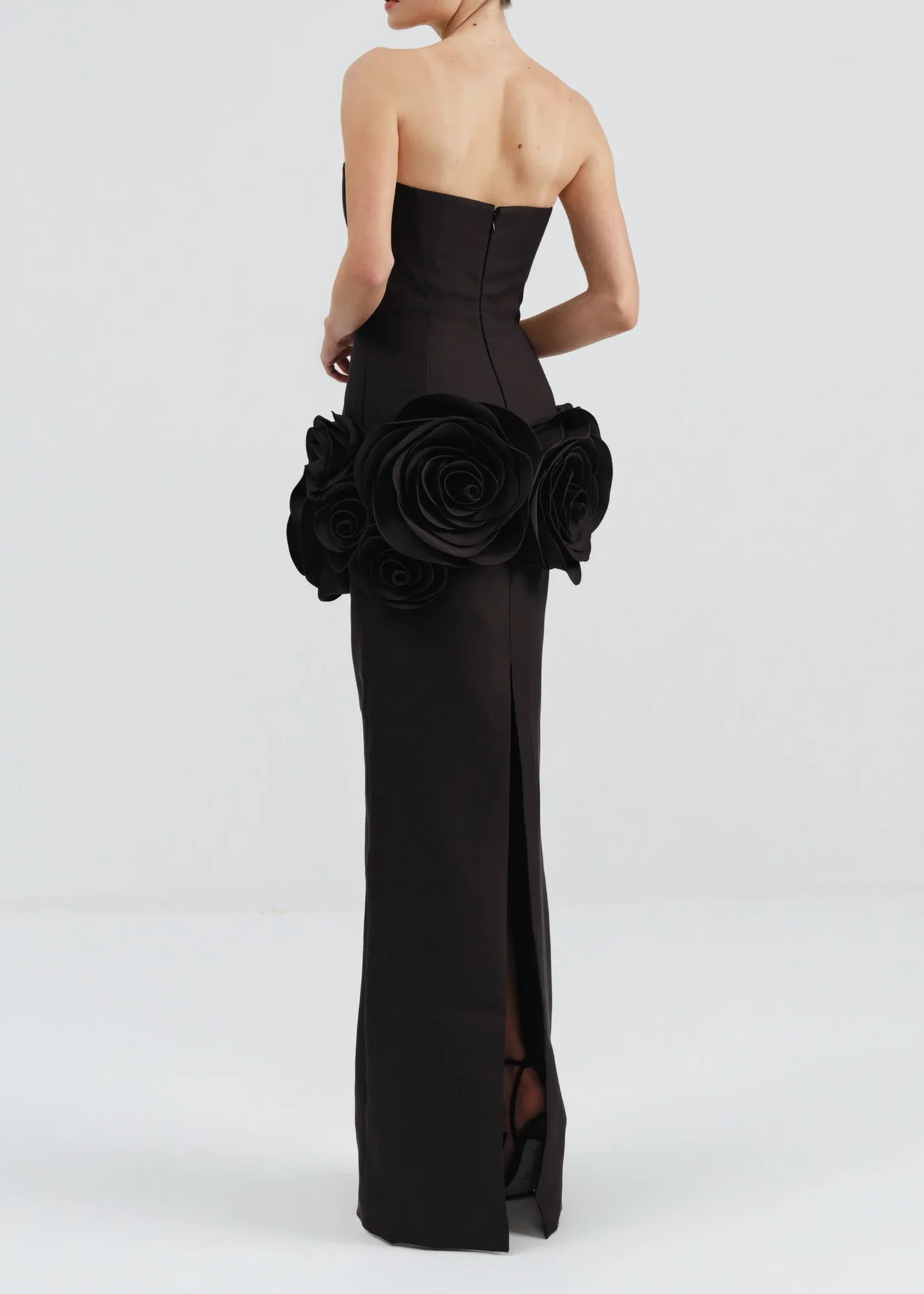Black Floral Strapless Maxi Dress - Premium Quality