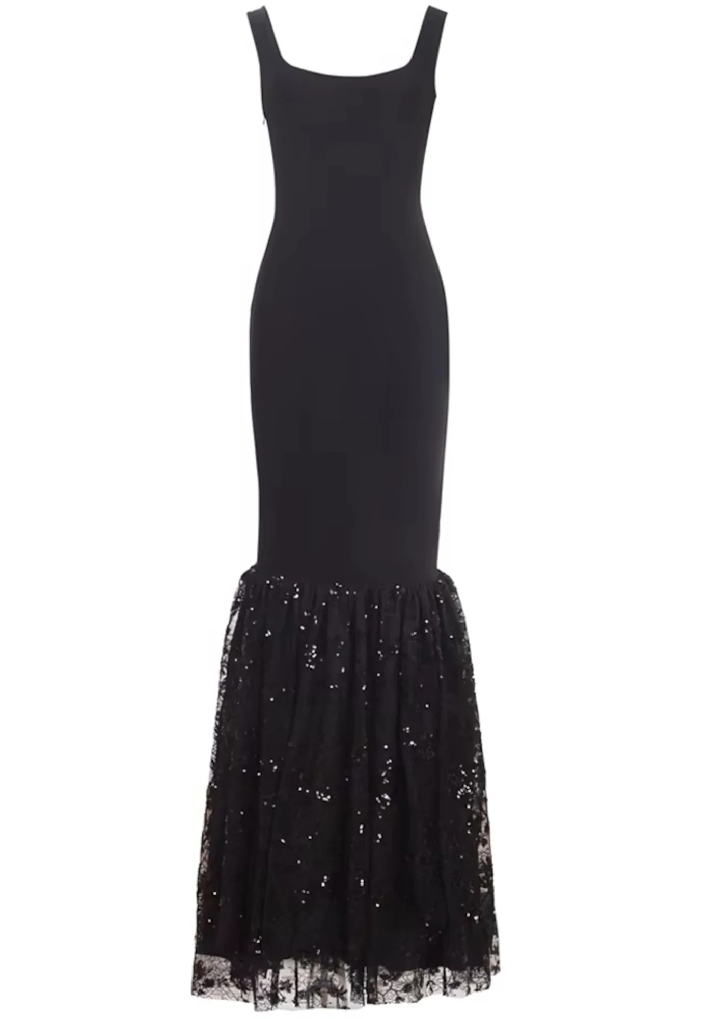 Black Mermaid Sequin Lace Maxi Dress