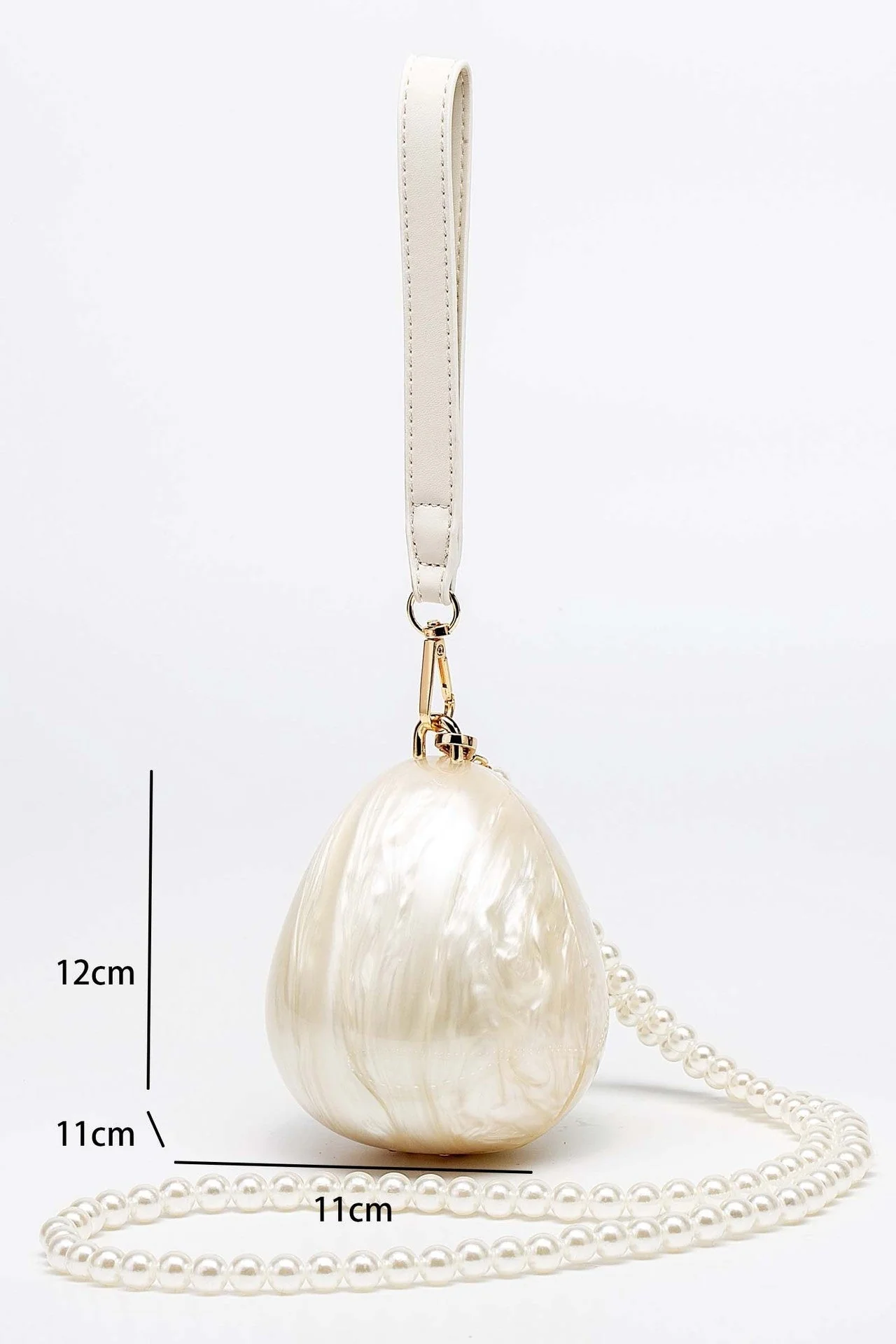Beige Acrylic Pearl Strap Handbag for Women - Elegant and Versatile