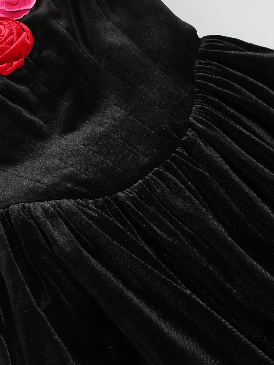 Floral Applique Off-Shoulder Mini Dress