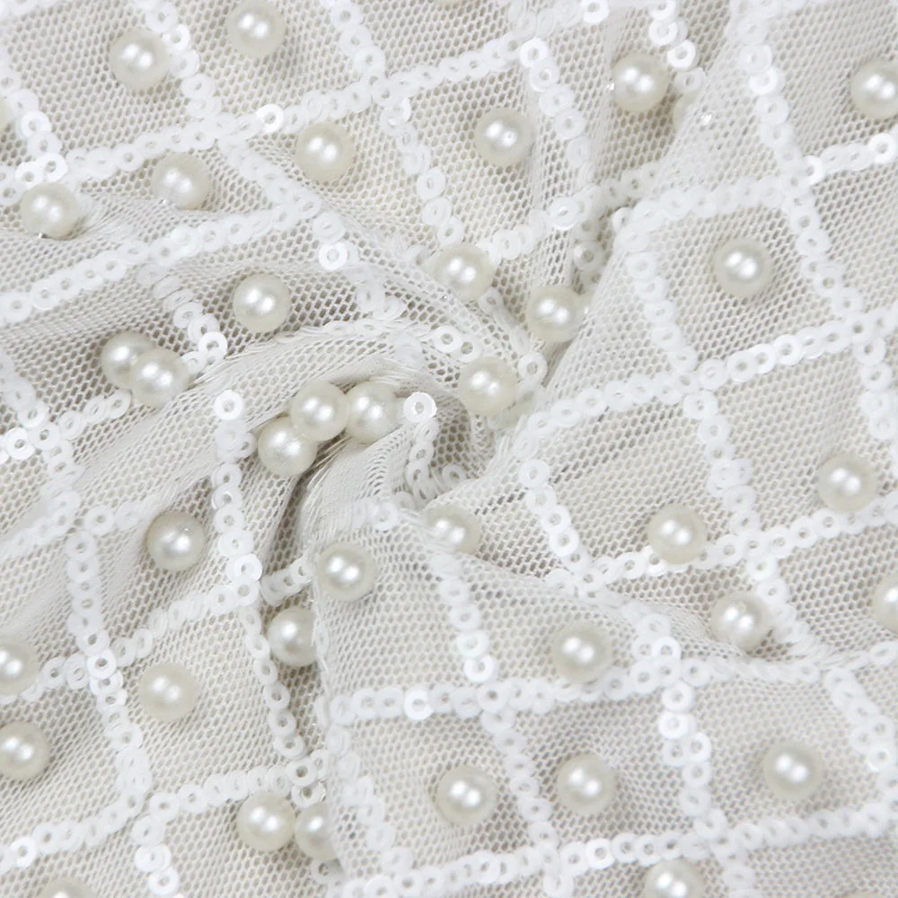 Off-Shoulder Midi Dress with Pearl Embellishments