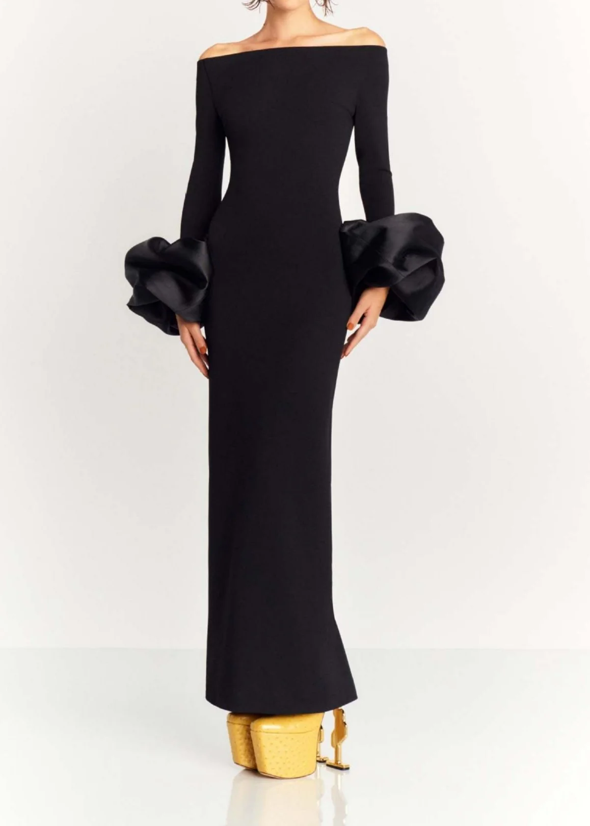 Black Lantern Sleeve Bandage Maxi Dress - Elegant & Chic Style