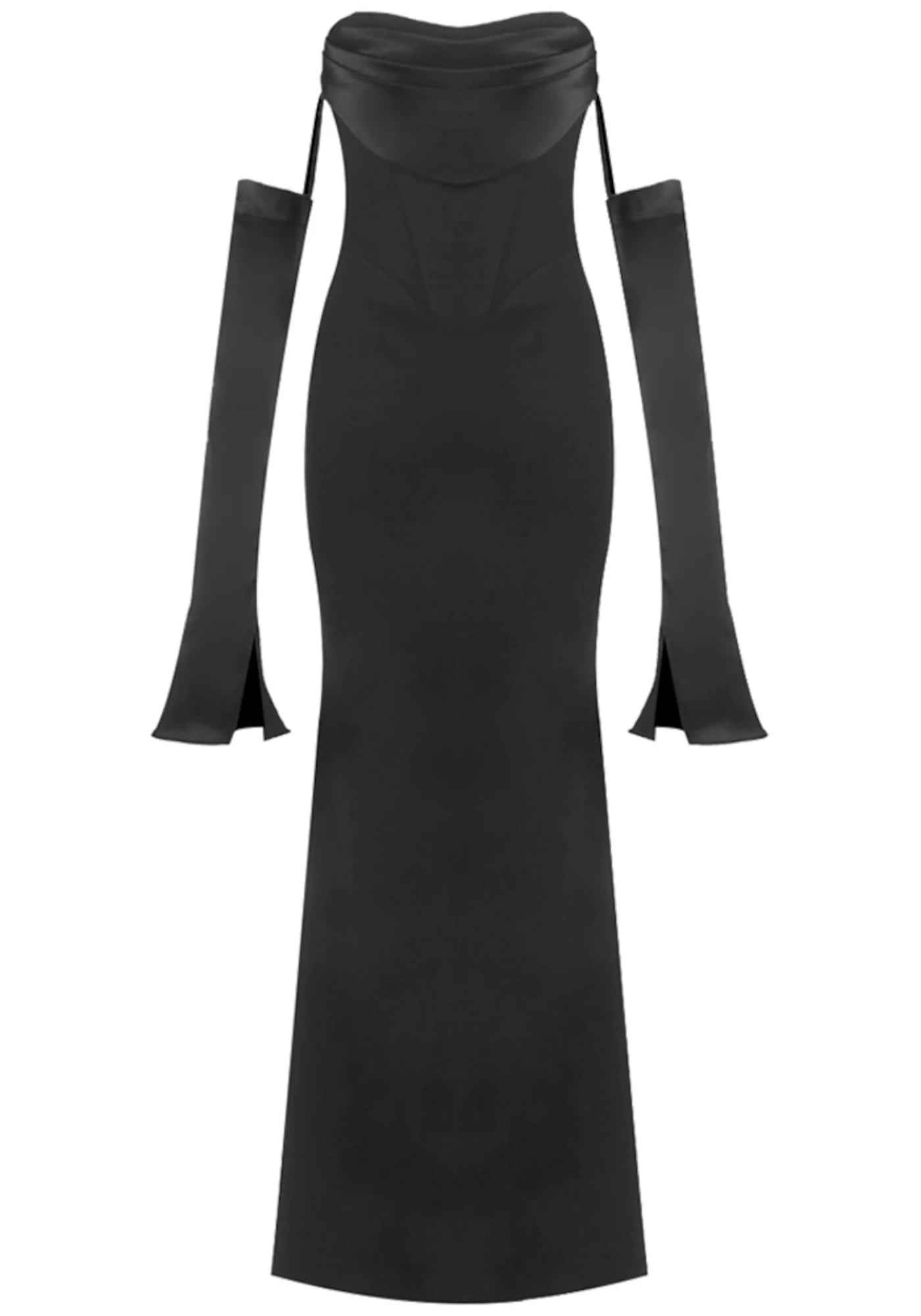 Black Strapless Draped Maxi Dress - Elegant Evening Wear