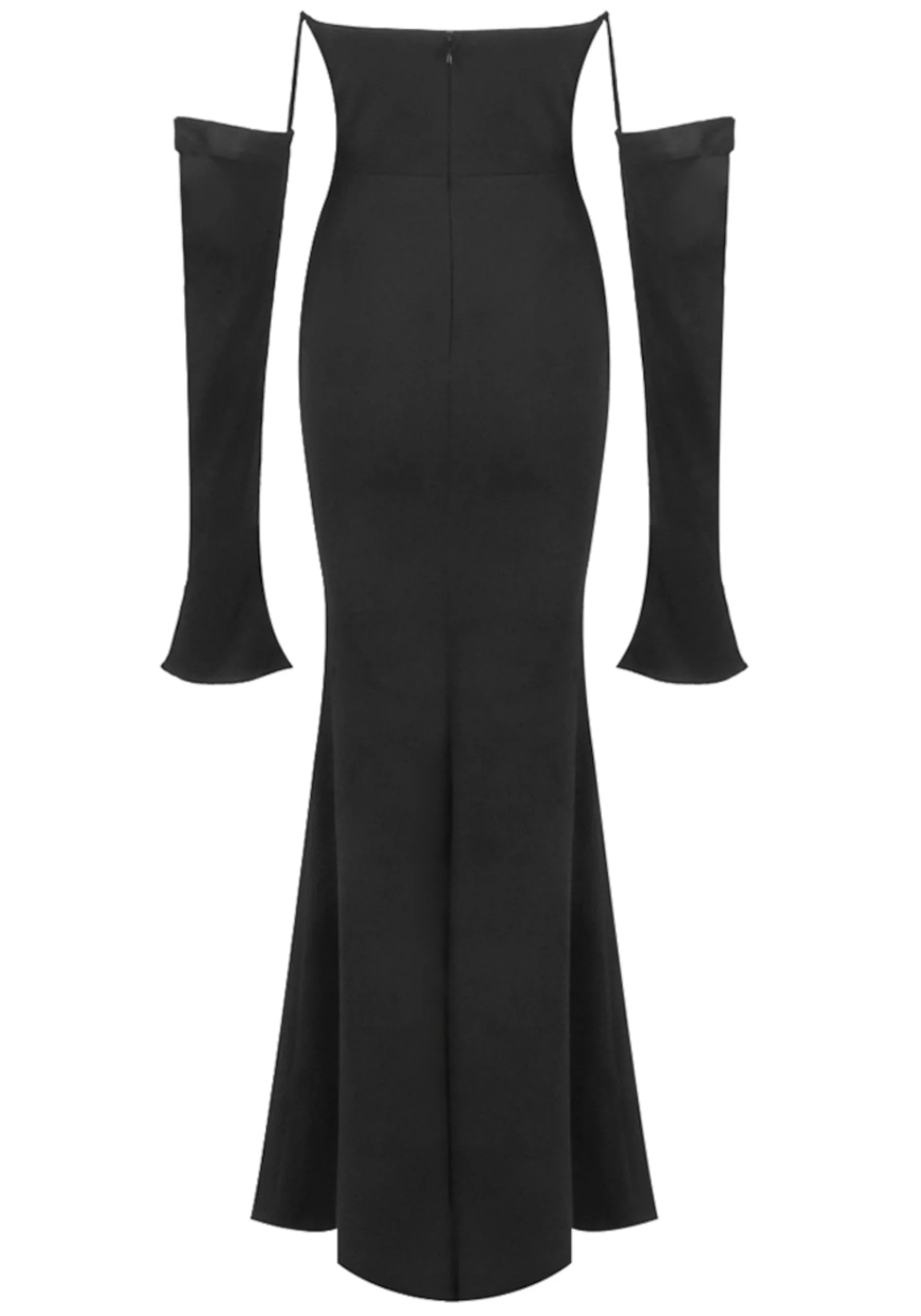 Black Strapless Draped Maxi Dress - Elegant Evening Wear