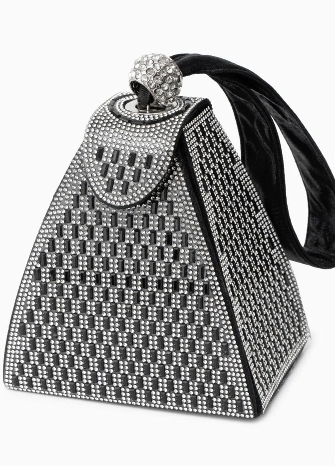 Black Rhinestone Pyramid Handbag - Elegant & Spacious