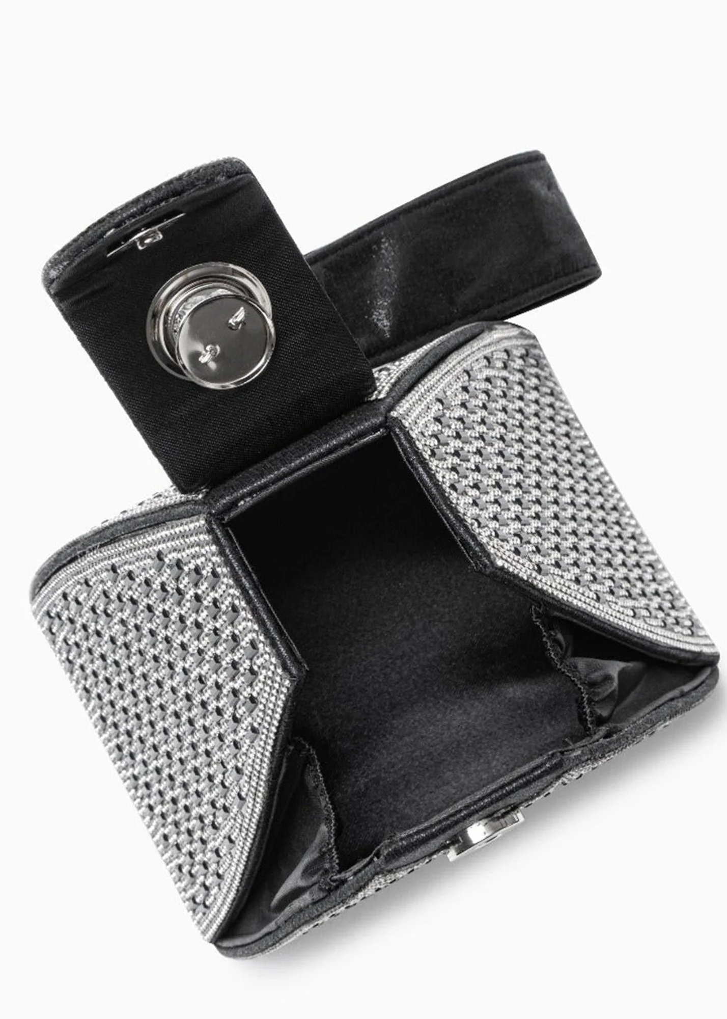 Black Rhinestone Pyramid Handbag - Elegant & Spacious