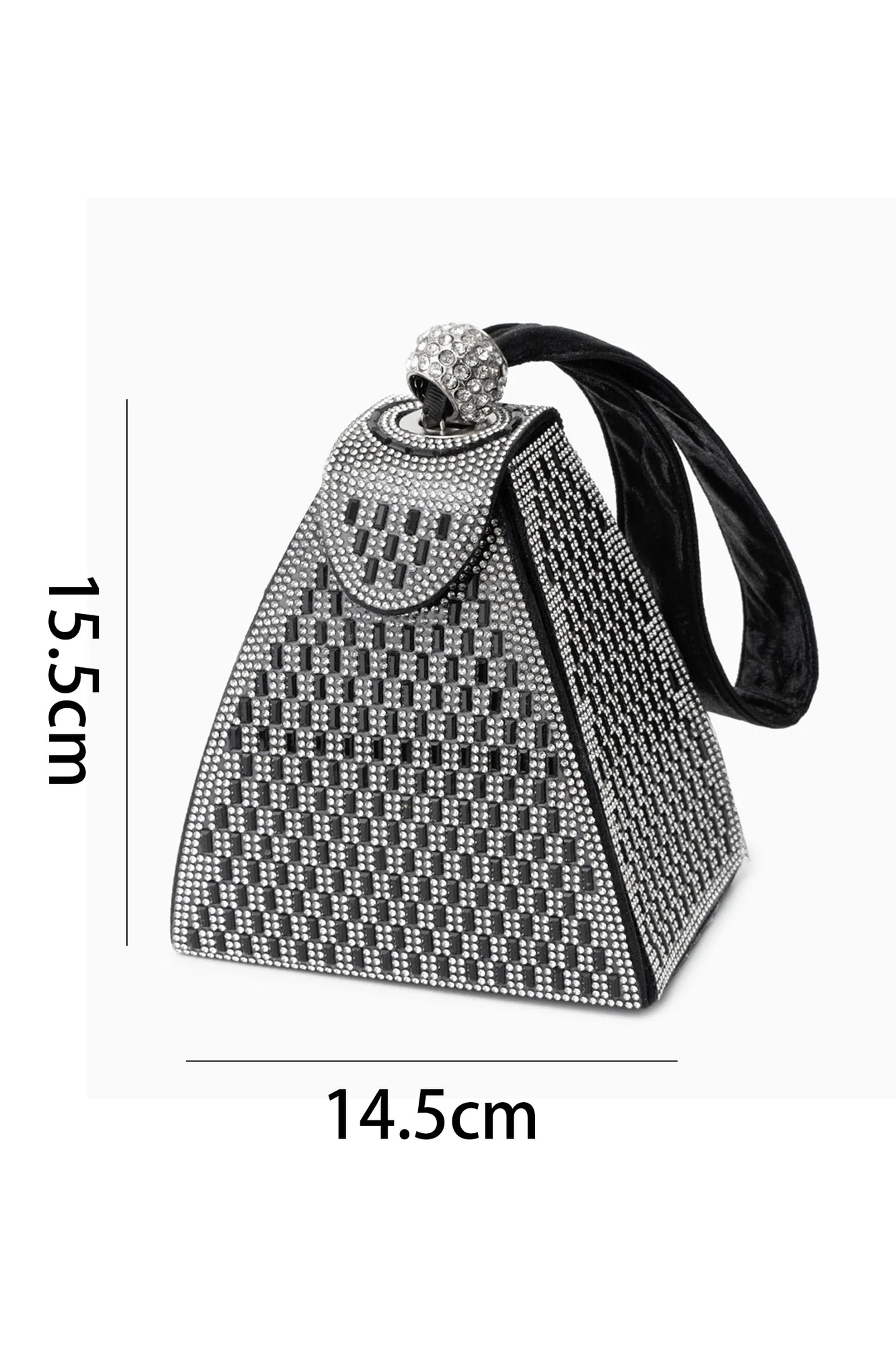 Black Rhinestone Pyramid Handbag - Elegant & Spacious