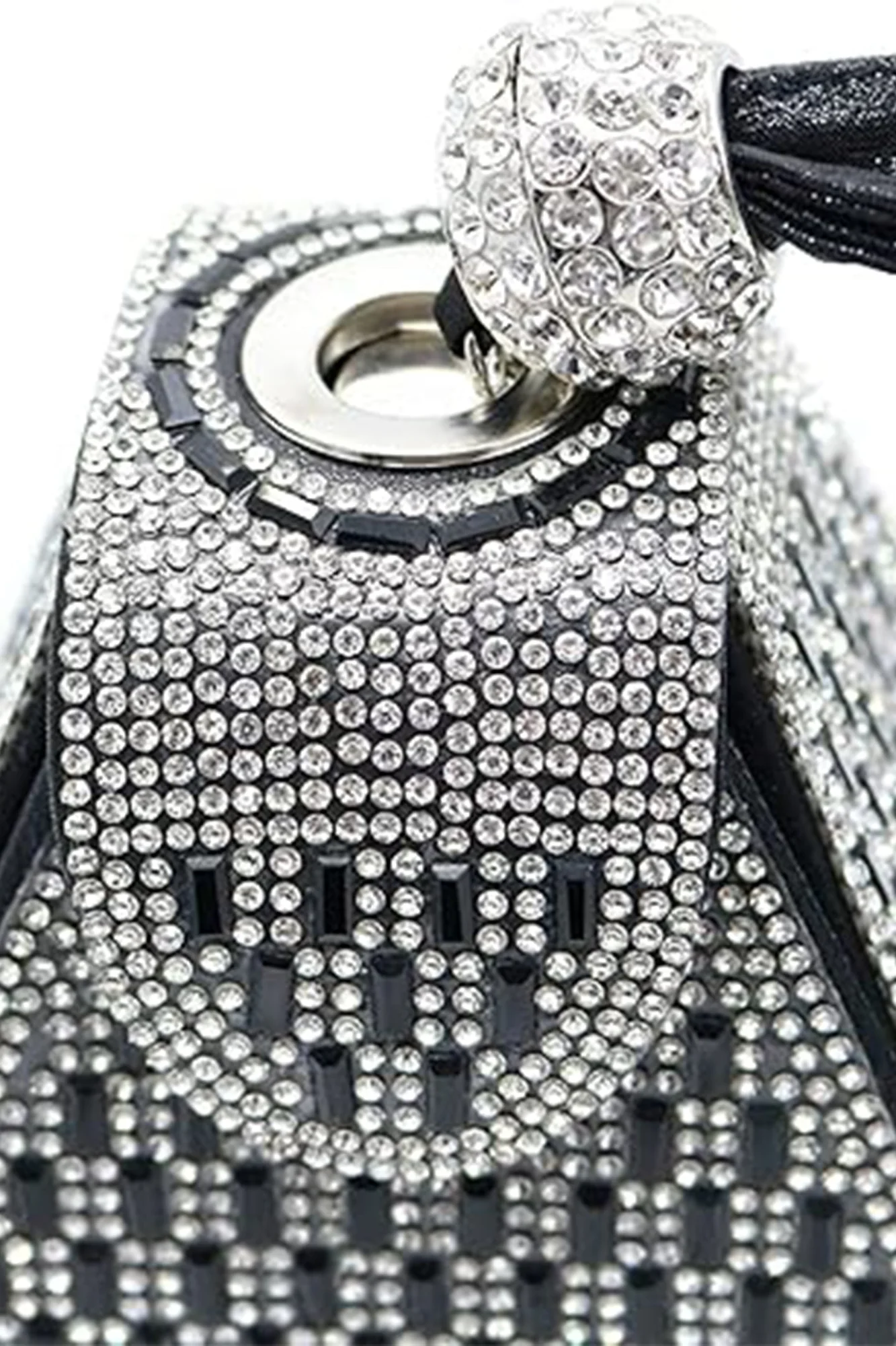 Black Rhinestone Pyramid Handbag - Elegant & Spacious