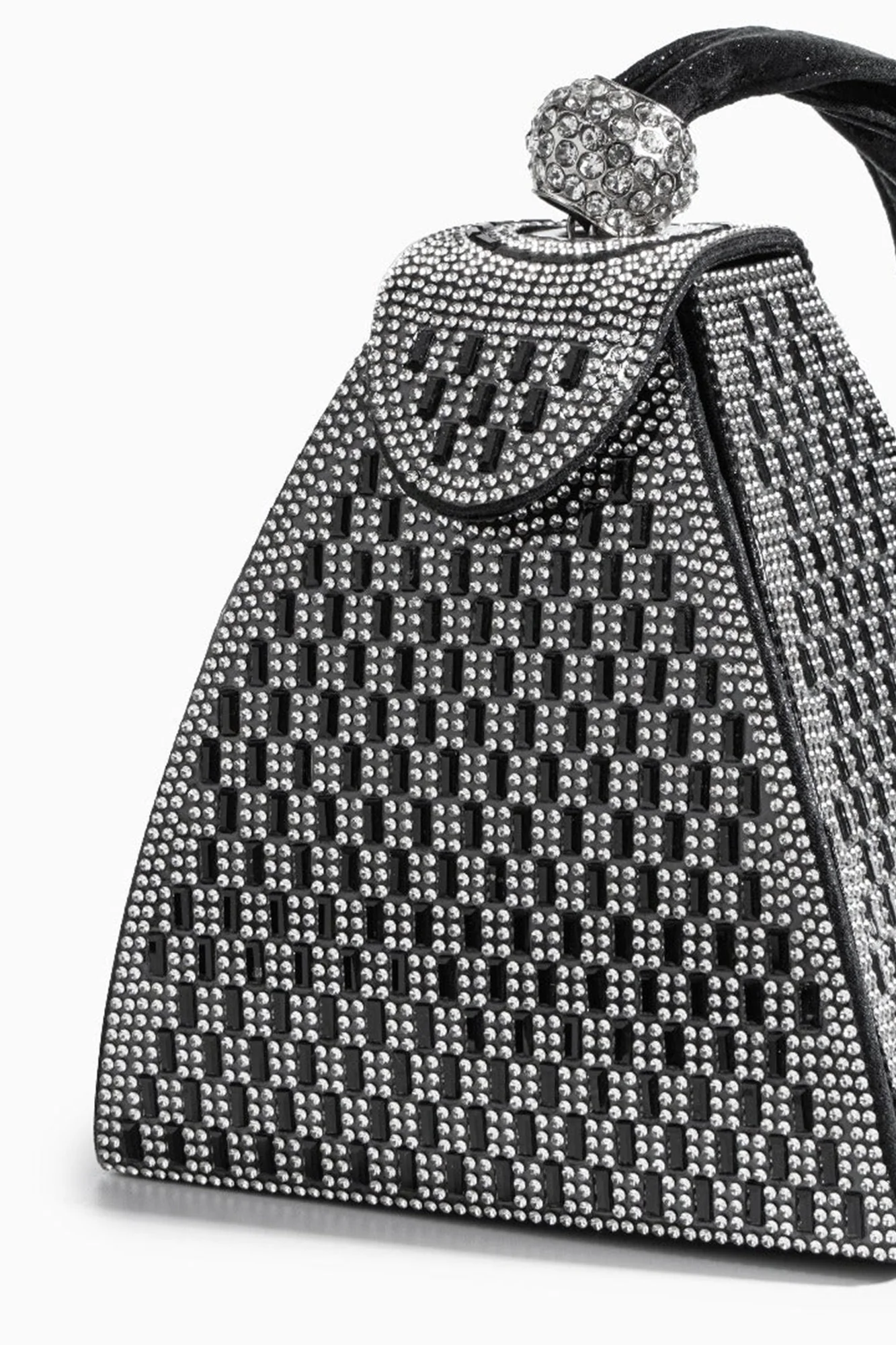 Black Rhinestone Pyramid Handbag - Elegant & Spacious