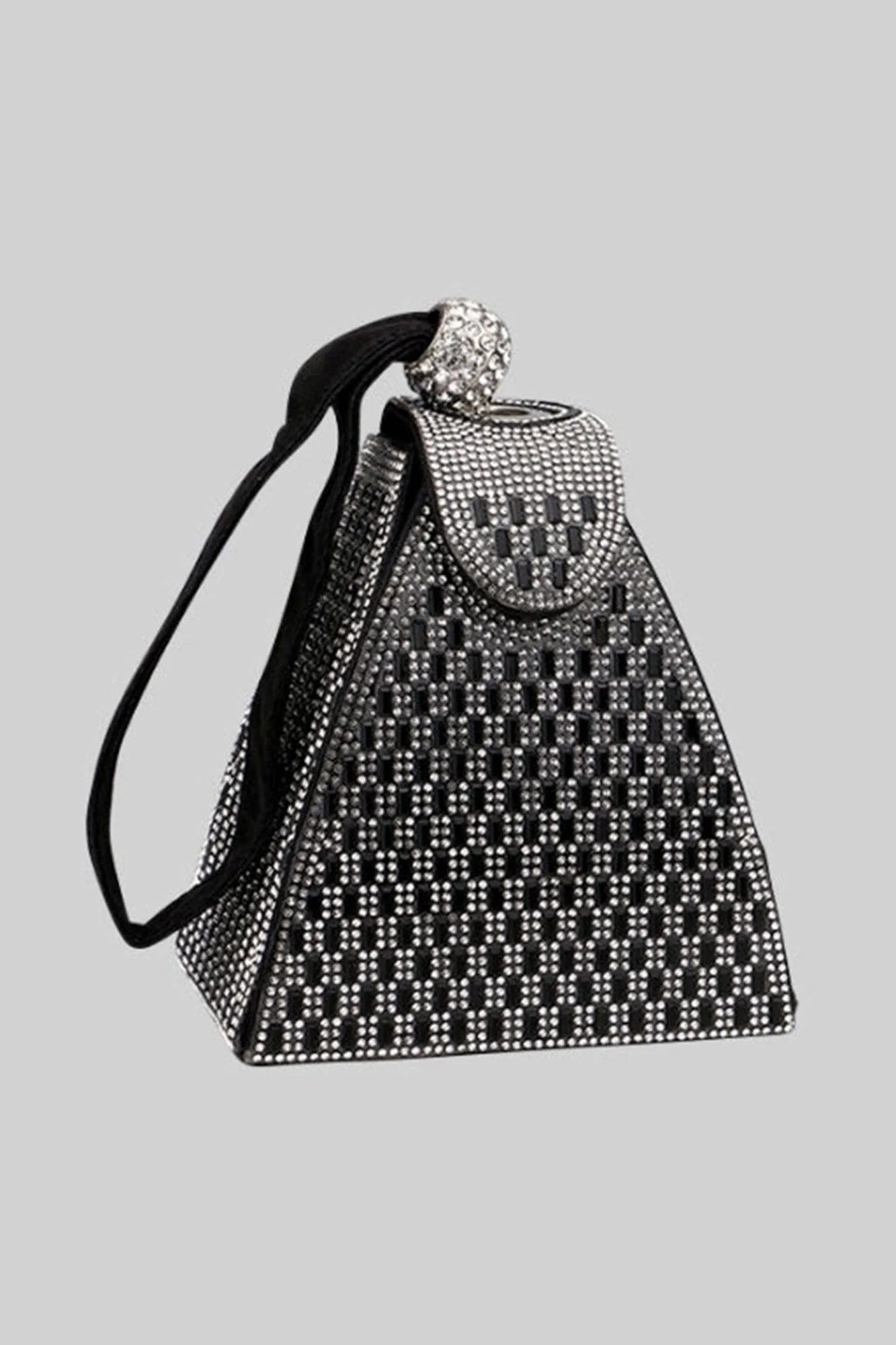 Black Rhinestone Pyramid Handbag - Elegant & Spacious