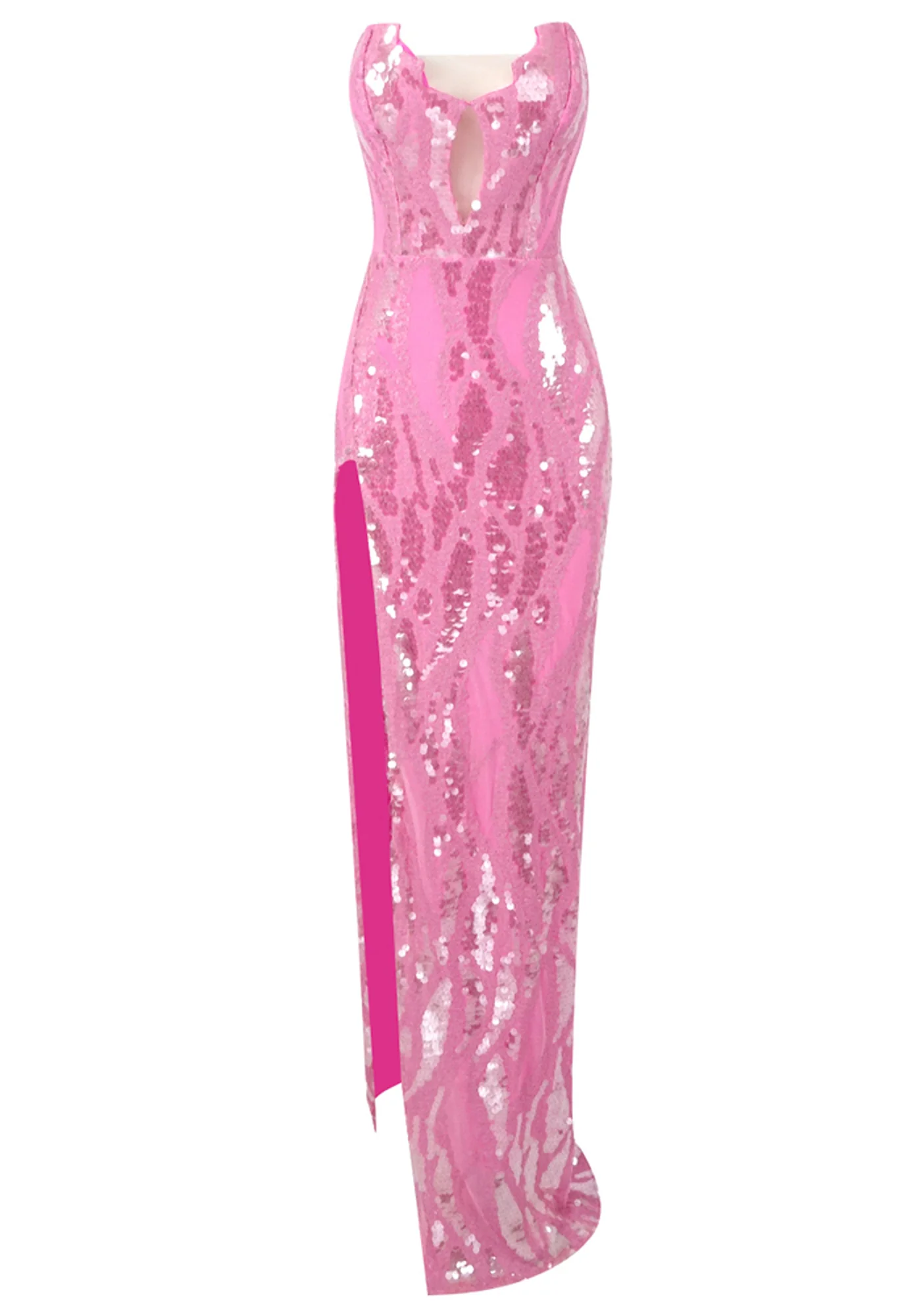 Pink Strapless Sequin Maxi Dress for Women