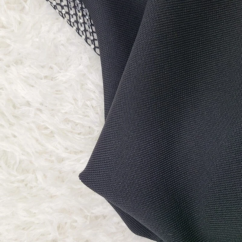 Black Crystal Bandage Midi Dress - Trendy Statement Piece