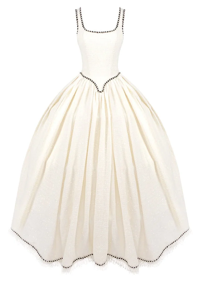 Ivory Princess A-Line Maxi Dress with Tassel Detail