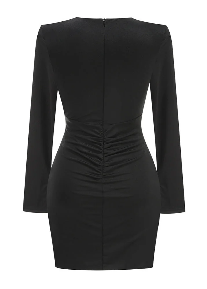 Black Crystal Embellished Cutout Mini Dress