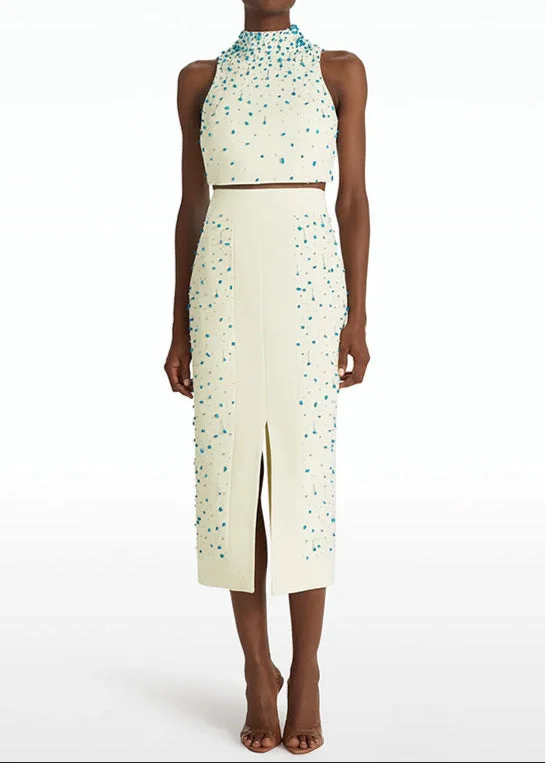 Turquoise Embellished Two Piece Set - Elegant Womens Matching Outfit