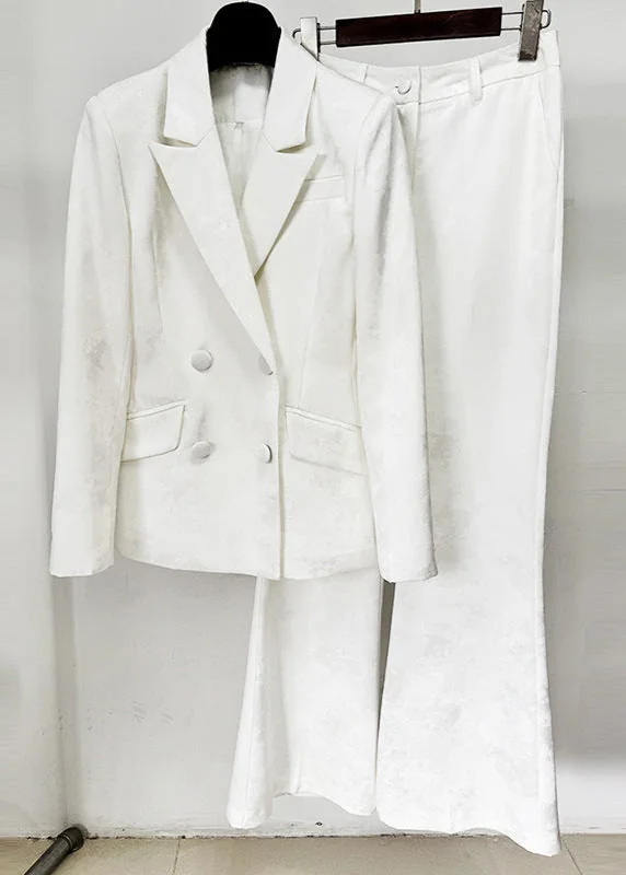 Opal Jacquard Double-Breasted Blazer Midi Dress in Ivory