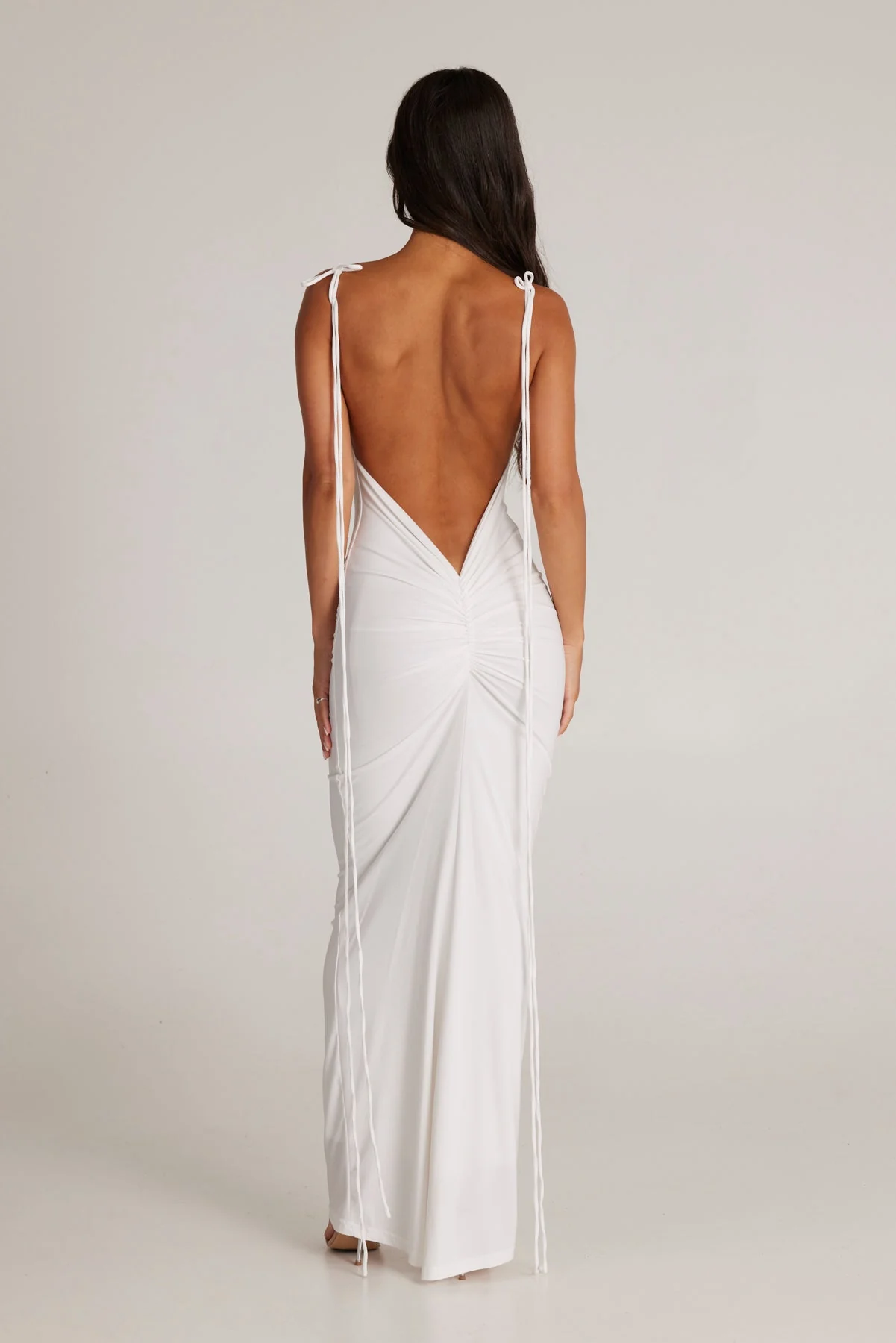 White Halter Maxi Dress with Backless Design